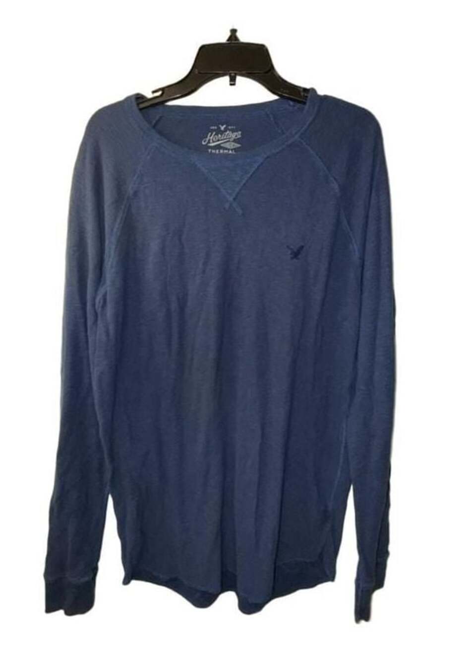 American Eagle Outfitters Heritage Thermal Long Sleeve Shirt Blue LT